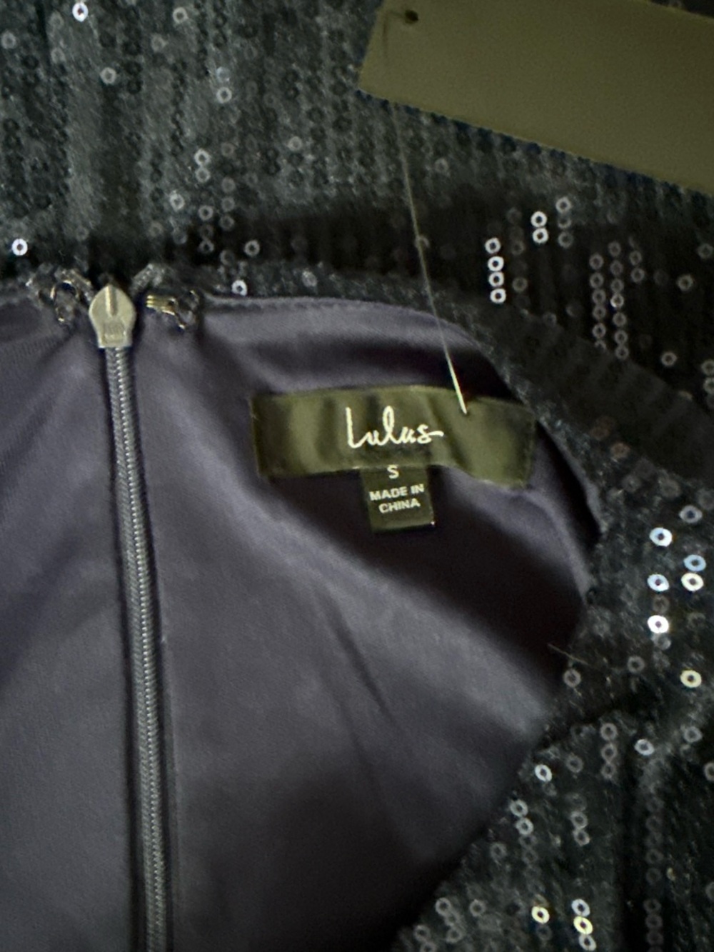 Lulu's Navy Blue Sequin Long Sleeve Mini Dress - Picture 3 of 3